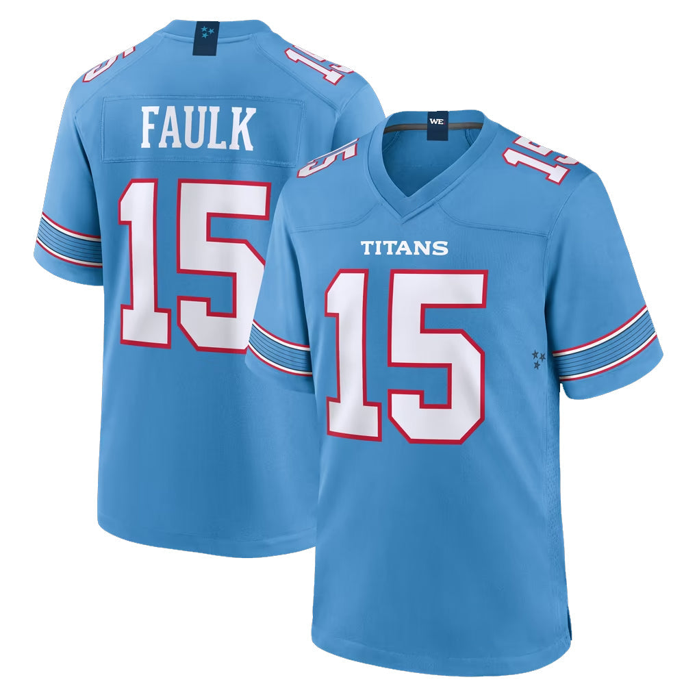 Rebec T.Titans #15 Keldric Faulk Player Light Blue 2026 Game Home Stitched Jerseys