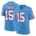 Rebec T.Titans #15 Keldric Faulk Player Light Blue Oilers Throwback Home Game Stitched Jerseys