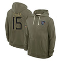 Rebec T.Titans #15 Keldric Faulk Player Olive Salute to Service Hoodies Home Game Stitched Jerseys