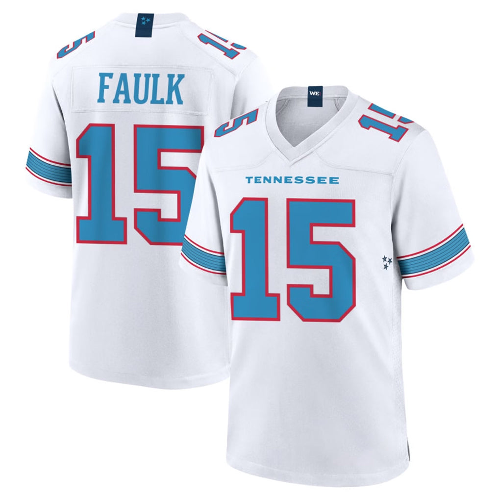 Rebec T.Titans #15 Keldric Faulk Player White 2026 Game Home Stitched Jerseys