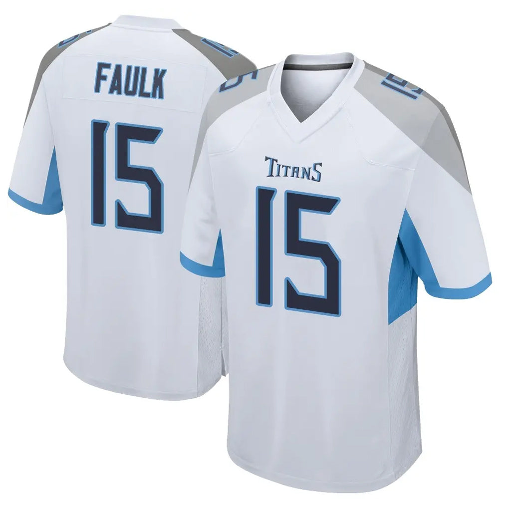 Rebec T.Titans #15 Keldric Faulk Player White Home Game Stitched Jerseys