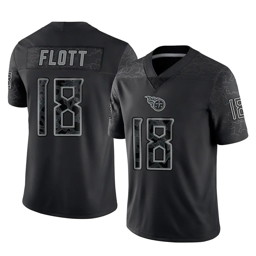 Rebec T.Titans #18 Cor'Dale Flott Player Black Limited Reflective Home Game Stitched Jerseys