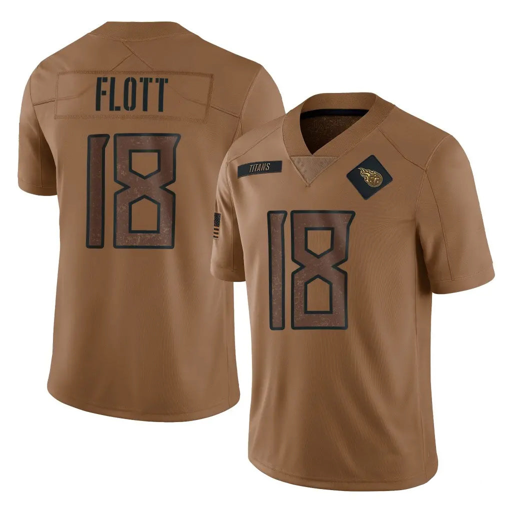 Rebec T.Titans #18 Cor'Dale Flott Player Brown Limited Salute to Service Home Game Stitched Jerseys
