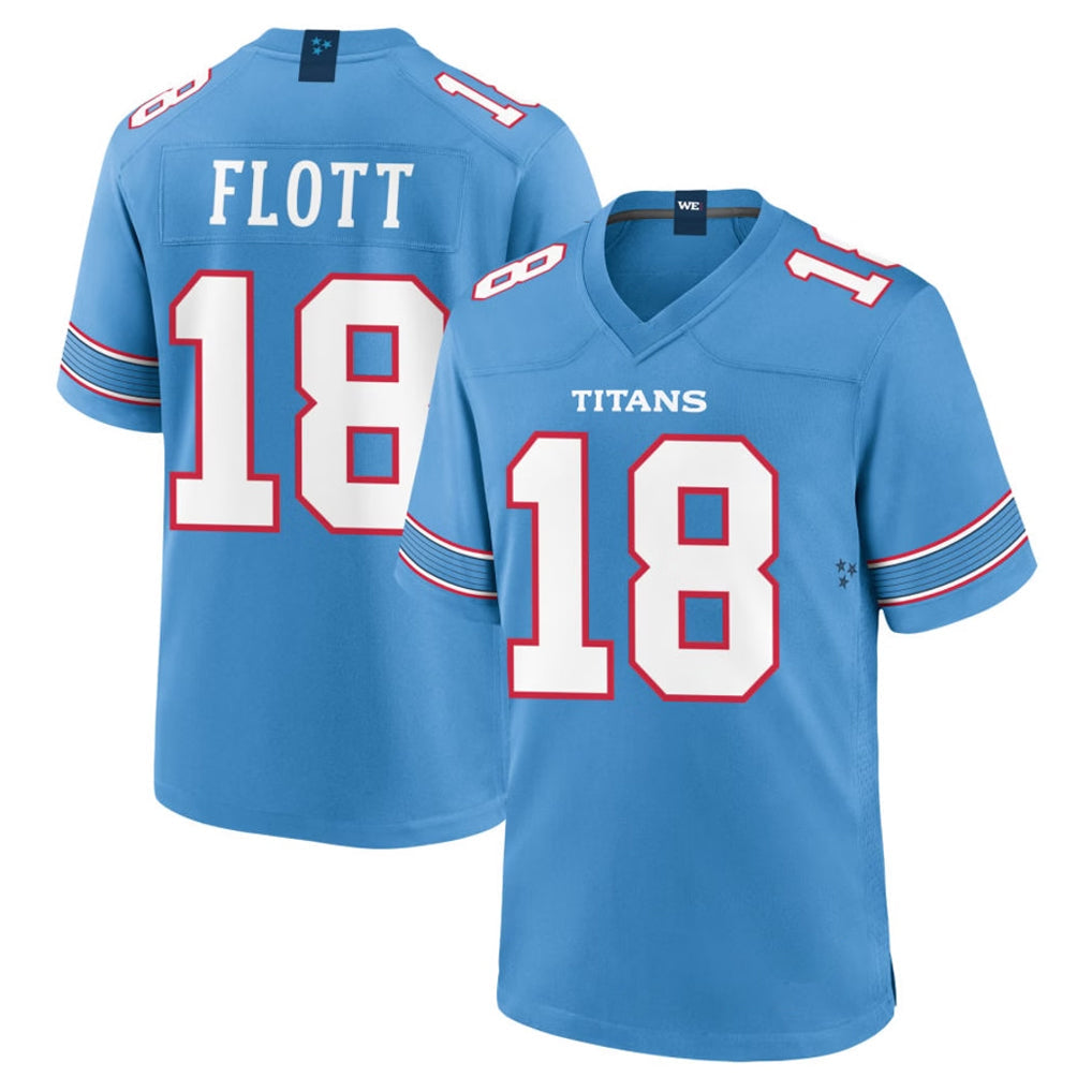 Rebec T.Titans #18 Cor'Dale Flott Player Light Blue 2026 Game Home Stitched Jerseys