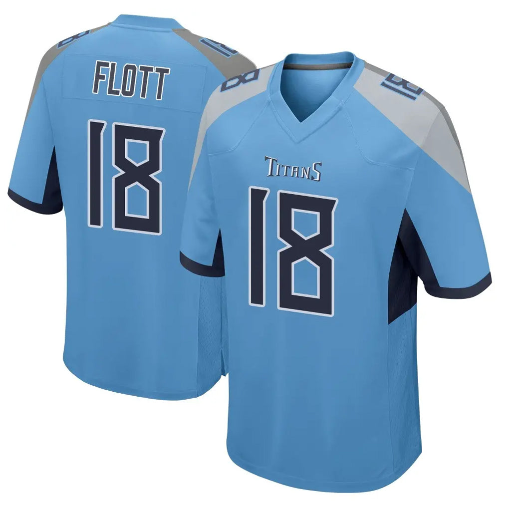 Rebec T.Titans #18 Cor'Dale Flott Player Light Blue Home Game Stitched Jerseys