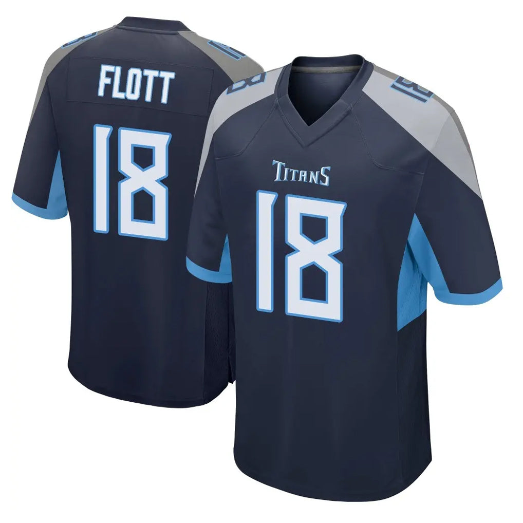 Rebec T.Titans #18 Cor'Dale Flott Player Navy Home Game Stitched Jerseys