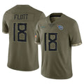 Rebec T.Titans #18 Cor'Dale Flott Player Olive Limited Salute to Service Home Game Stitched Jerseys