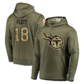 Rebec T.Titans #18 Cor'Dale Flott Player Olive Salute to Service Pullover Hoodies Home Game Stitched Jerseys