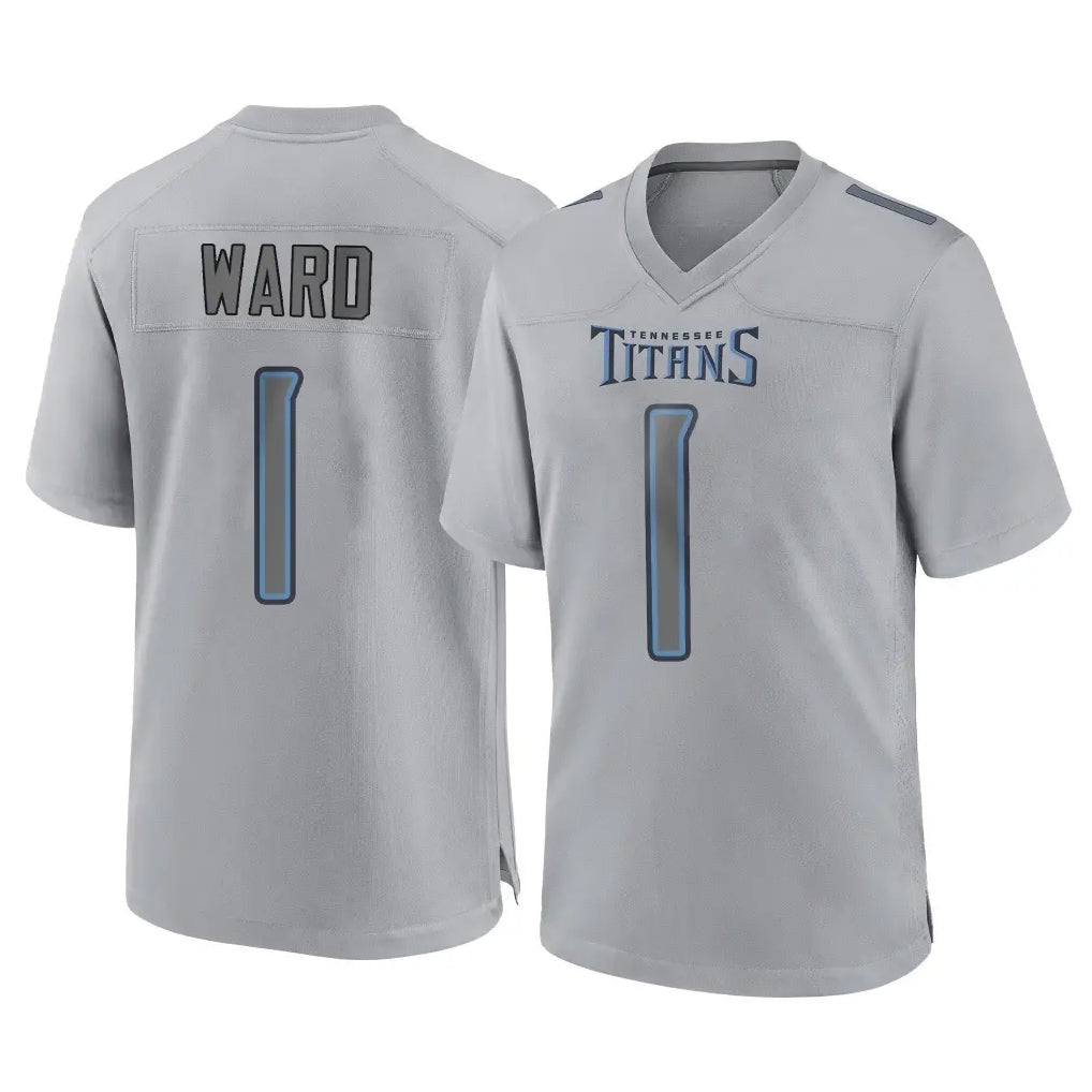 Rebec T.Titans #1 Cam Ward Player Gray Atmosphere Fashion Home Game Stitched Jerseys