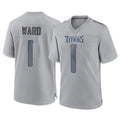 Rebec T.Titans #1 Cam Ward Player Gray Atmosphere Fashion Home Game Stitched Jerseys