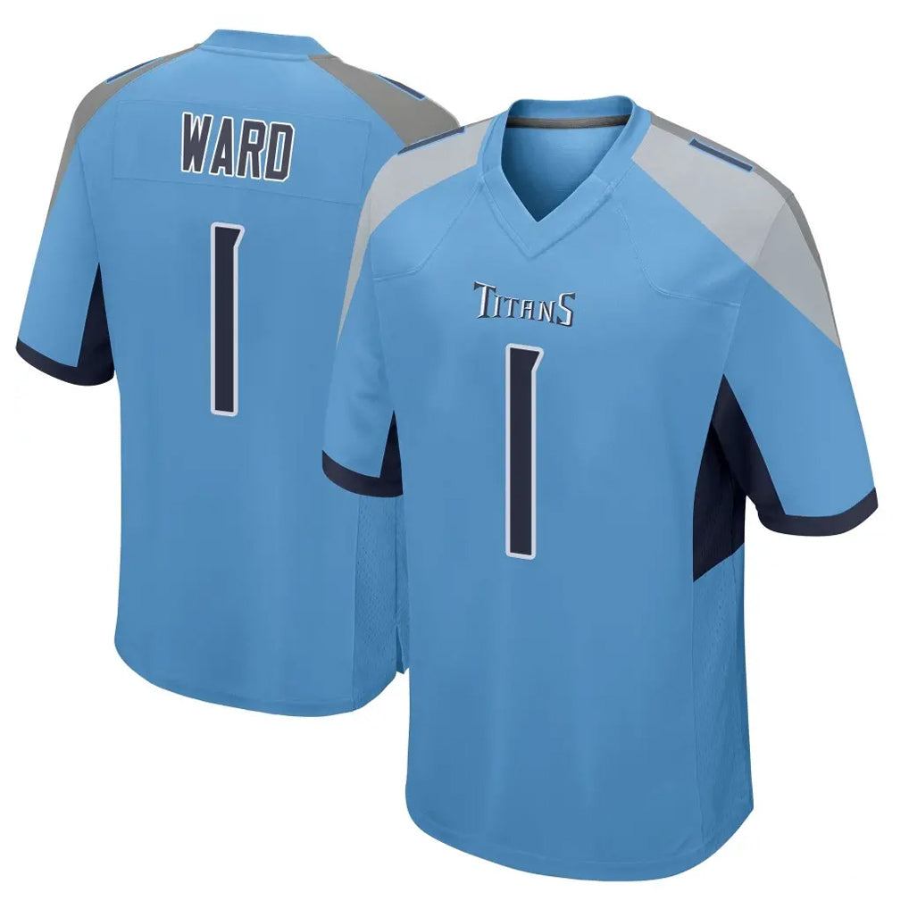 Rebec T.Titans #1 Cam Ward Player Light Blue Home Game Stitched Jerseys