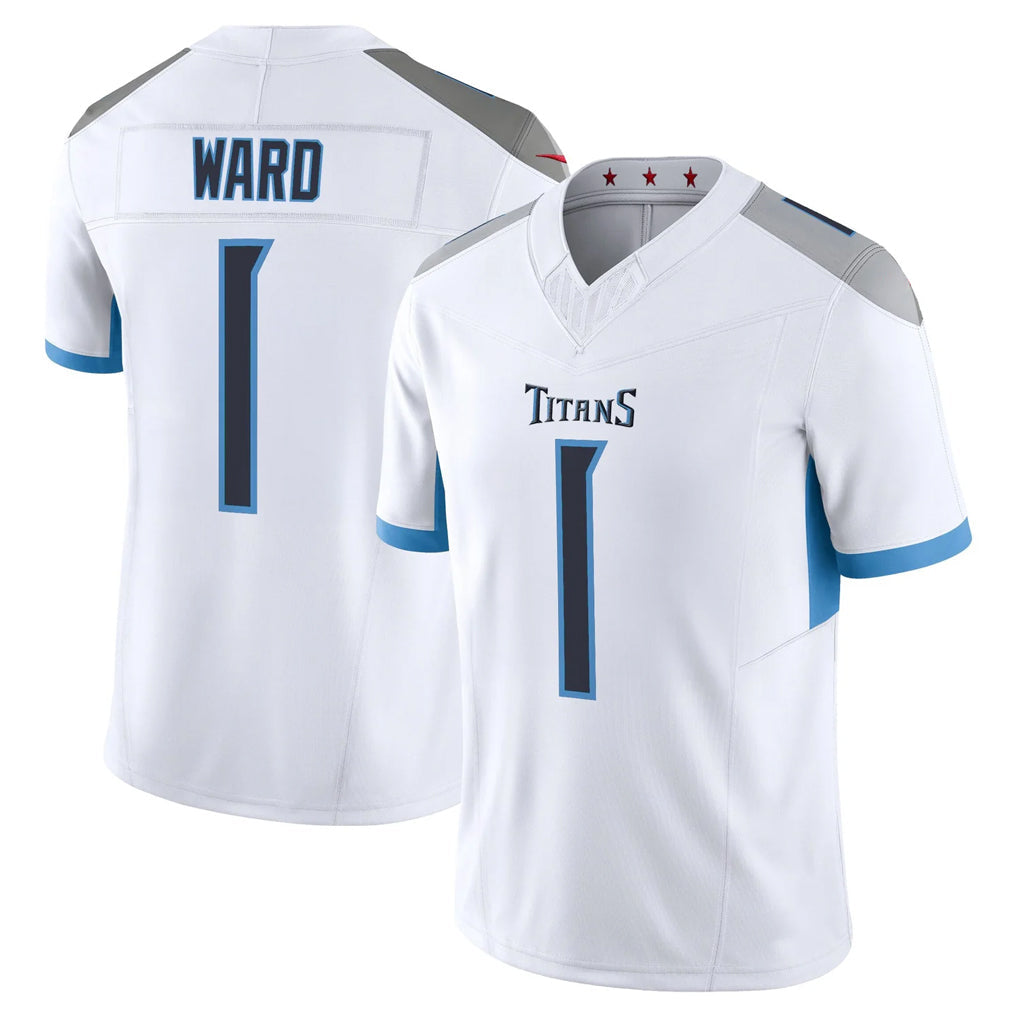 Rebec T.Titans #1 Cam Ward Player White 2025 Vapor Limited Home Game Stitched Jerseys