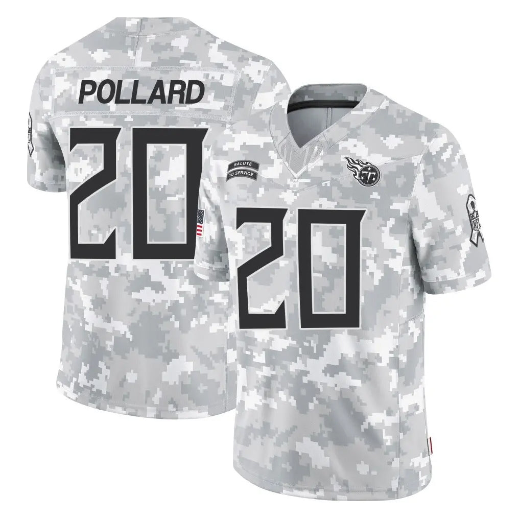 Rebec T.Titans #20 Tony Pollard Player Arctic Camo Limited Salute to Service Home Game Stitched Jerseys
