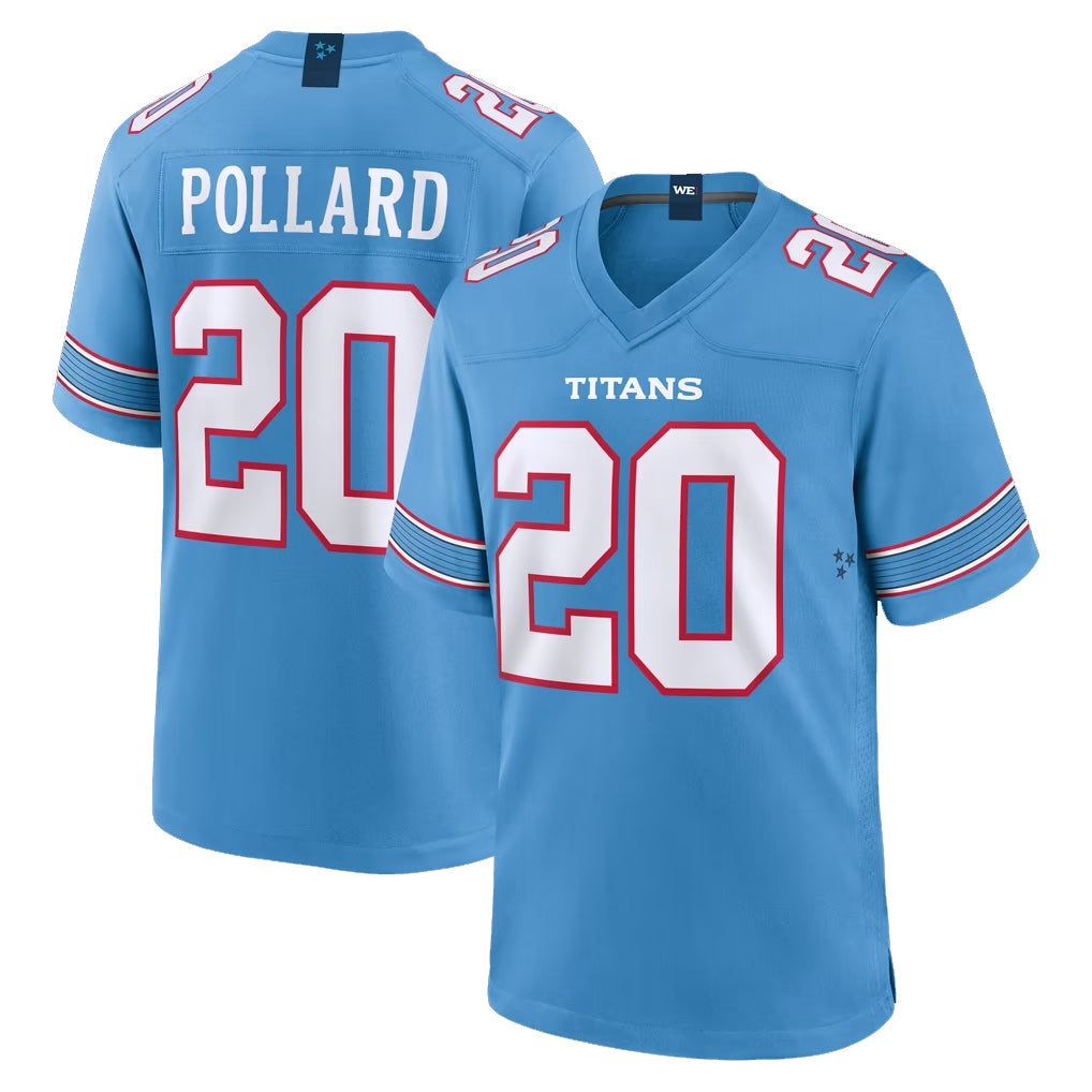 Rebec T.Titans #20 Tony Pollard Player Light Blue 2026 Game Home Stitched Jerseys
