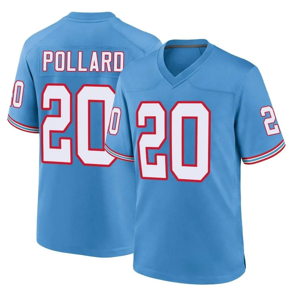Rebec T.Titans #20 Tony Pollard Player Light Blue Oilers Throwback Home Game Stitched Jerseys