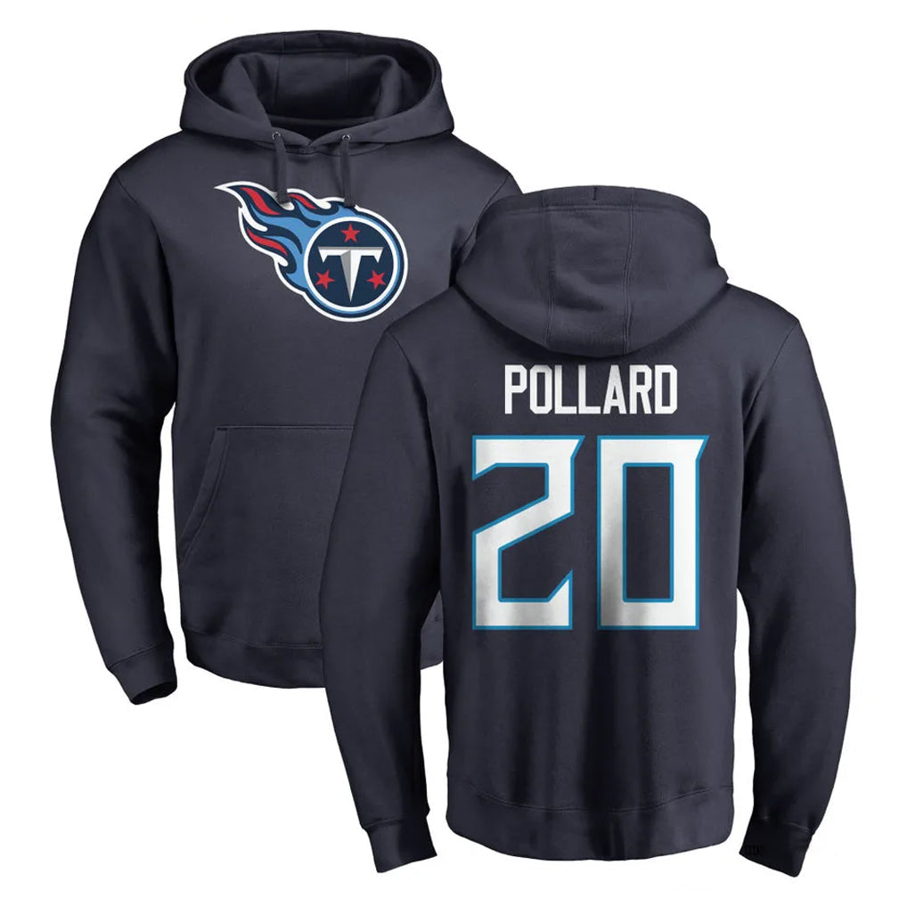 Rebec T.Titans #20 Tony Pollard Player Navy Logo Pullover Hoodies Home Game Stitched Jerseys