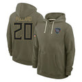Rebec T.Titans #20 Tony Pollard Player Olive Salute to Service Hoodies Home Game Stitched Jerseys