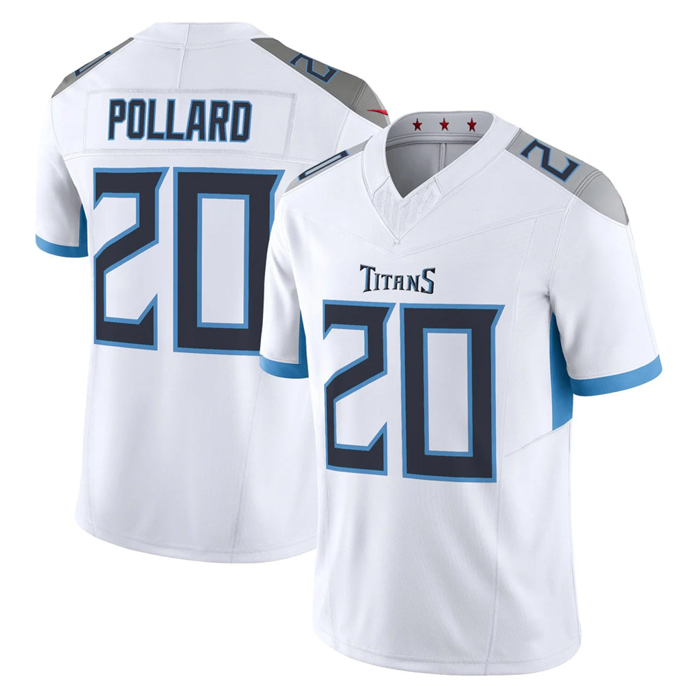 Rebec T.Titans #20 Tony Pollard Player White 2025 Vapor Limited Home Game Stitched Jerseys