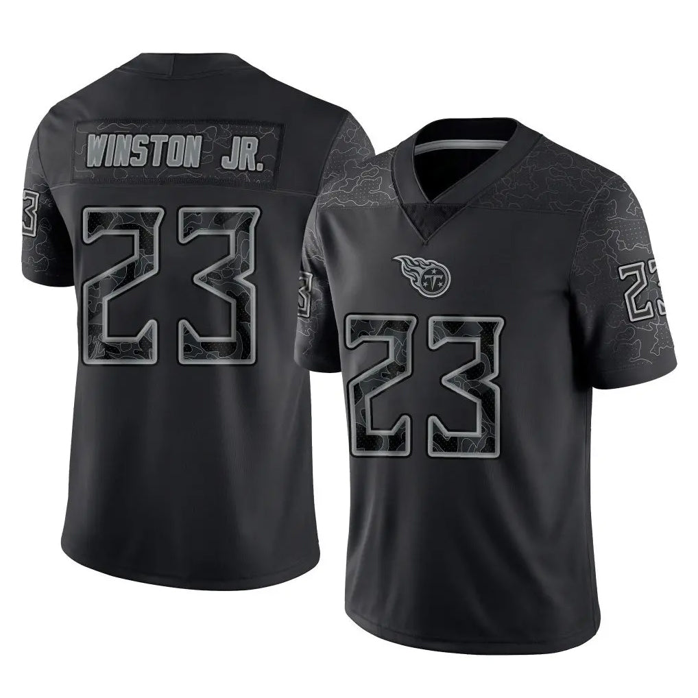 Rebec T.Titans #23 Kevin Winston Jr. Player Black Limited Reflective Home Game Stitched Jerseys