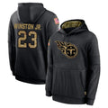 Rebec T.Titans #23 Kevin Winston Jr. Player Black Salute to Service Sideline Performance Pullover Hoodies Home Game Stitched Jerseys