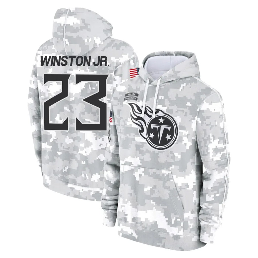 Rebec T.Titans #23 Kevin Winston Jr. Player Camo Arctic Salute to Service Pullover Hoodies Home Game Stitched Jerseys