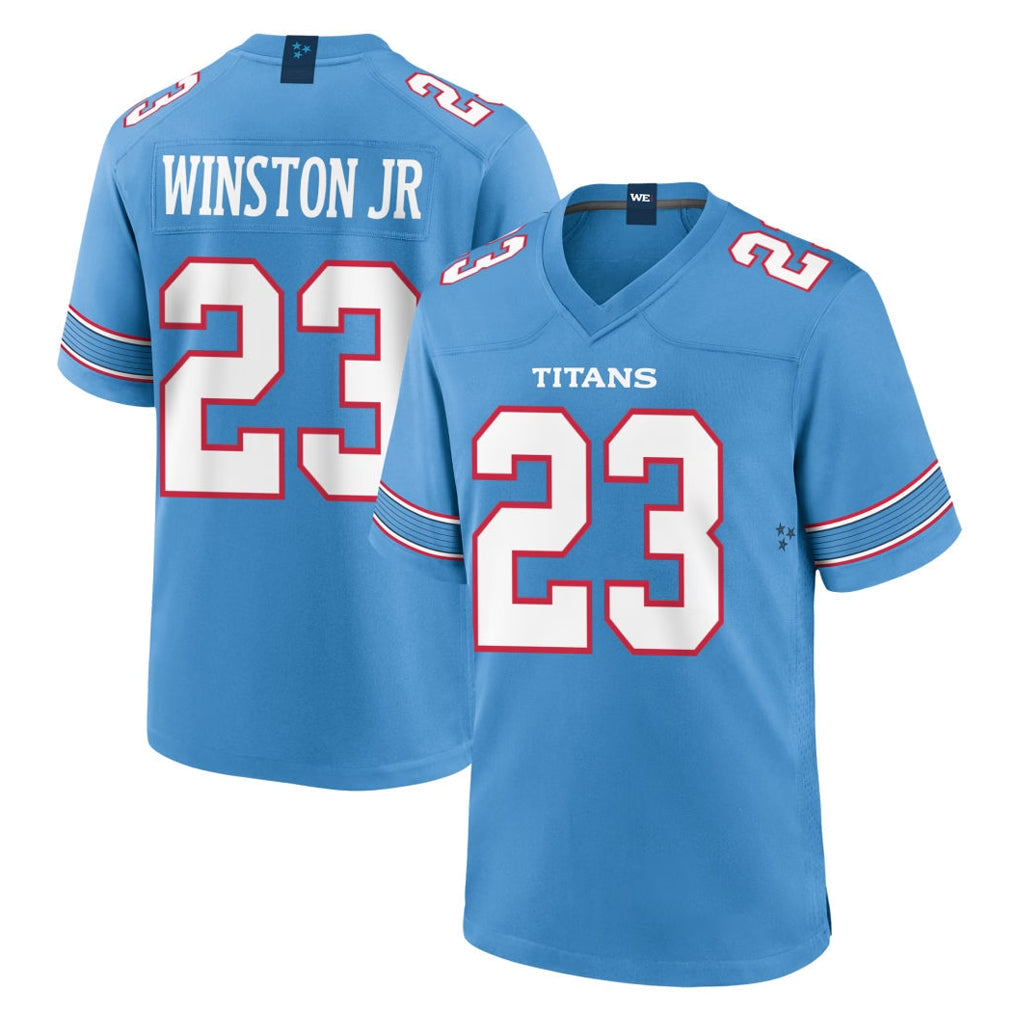 Rebec T.Titans #23 Kevin Winston Jr. Player Light Blue 2026 Game Home Stitched Jerseys