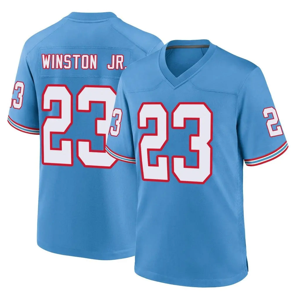 Rebec T.Titans #23 Kevin Winston Jr. Player Light Blue Oilers Throwback Home Game Stitched Jerseys