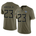 Rebec T.Titans #23 Kevin Winston Jr. Player Olive Limited Salute to Service Home Game Stitched Jerseys