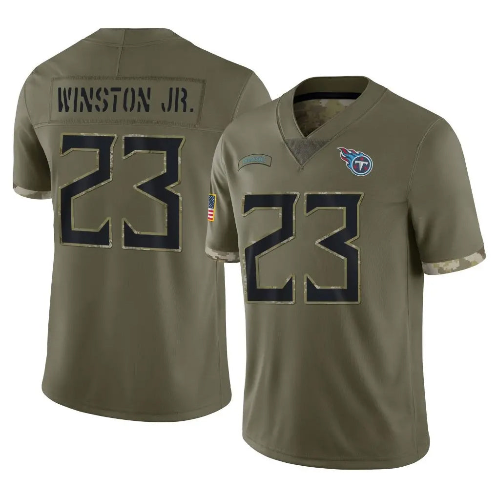 Rebec T.Titans #23 Kevin Winston Jr. Player Olive Limited Salute to Service Home Game Stitched Jerseys