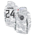 Rebec T.Titans #24 Alontae Taylor Player Camo Arctic Salute to Service Pullover Hoodies Home Game Stitched Jerseys