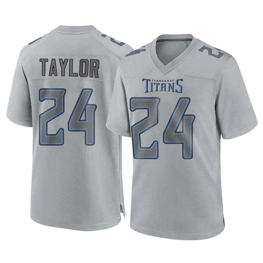 Rebec T.Titans #24 Alontae Taylor Player Gray Atmosphere Fashion Home Game Stitched Jerseys