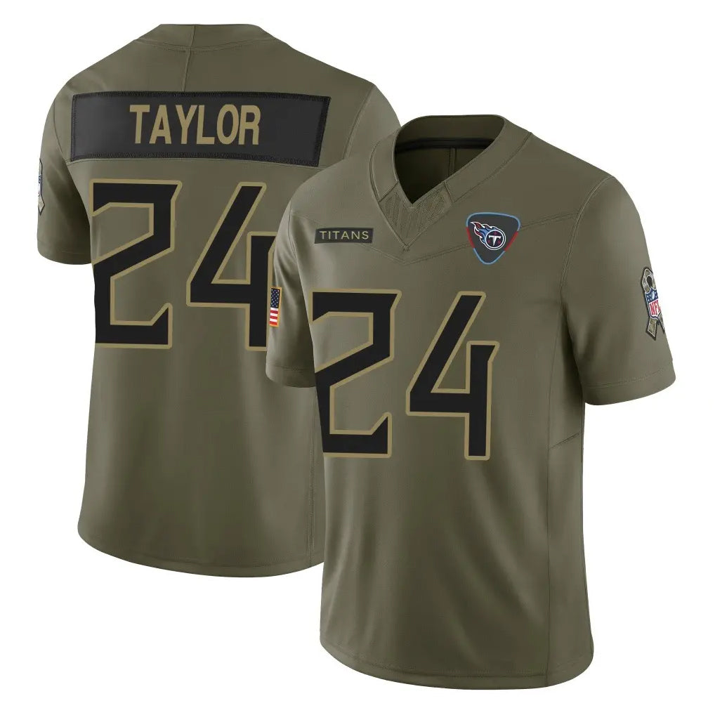 Rebec T.Titans #24 Alontae Taylor Player Olive Limited 2025 Salute to Service Home Game Stitched Jerseys