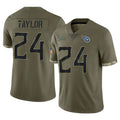 Rebec T.Titans #24 Alontae Taylor Player Olive Limited Salute to Service Home Game Stitched Jerseys