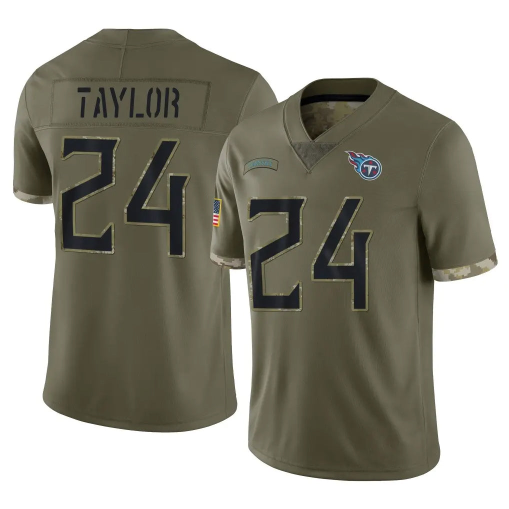 Rebec T.Titans #24 Alontae Taylor Player Olive Limited Salute to Service Home Game Stitched Jerseys