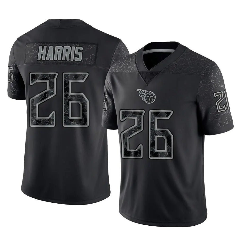 Rebec T.Titans #26 Marcus Harris Player Black Limited Reflective Home Game Stitched Jerseys