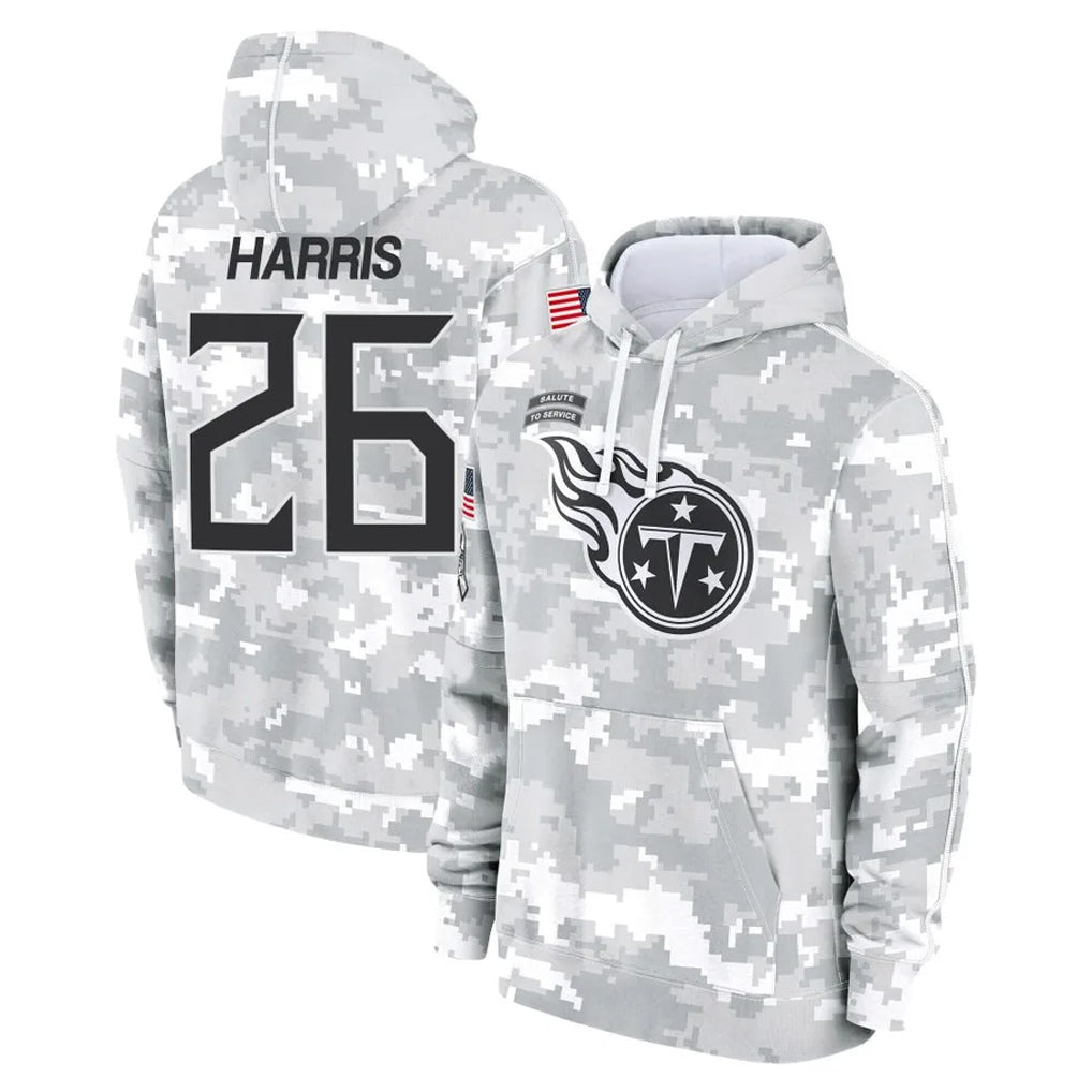 Rebec T.Titans #26 Marcus Harris Player Camo Arctic Salute to Service Pullover Hoodies Home Game Stitched Jerseys