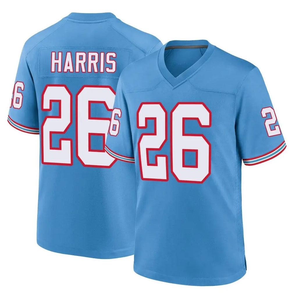 Rebec T.Titans #26 Marcus Harris Player Light Blue Oilers Throwback Home Game Stitched Jerseys