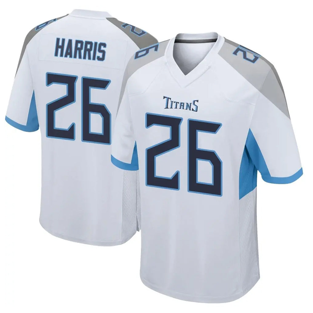Rebec T.Titans #26 Marcus Harris Player White Home Game Stitched Jerseys