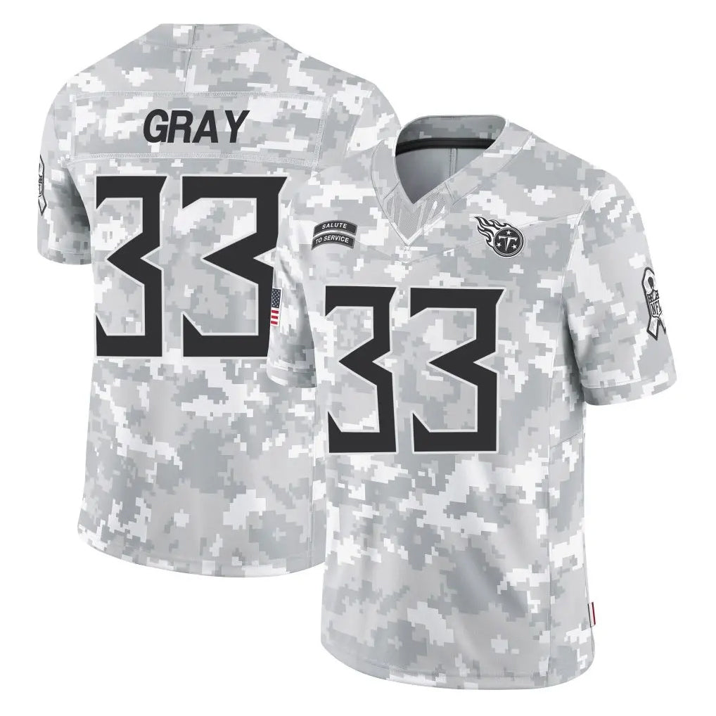 Rebec T.Titans #33 Cedric Gray Player Arctic Camo Limited Salute to Service Home Game Stitched Jerseys