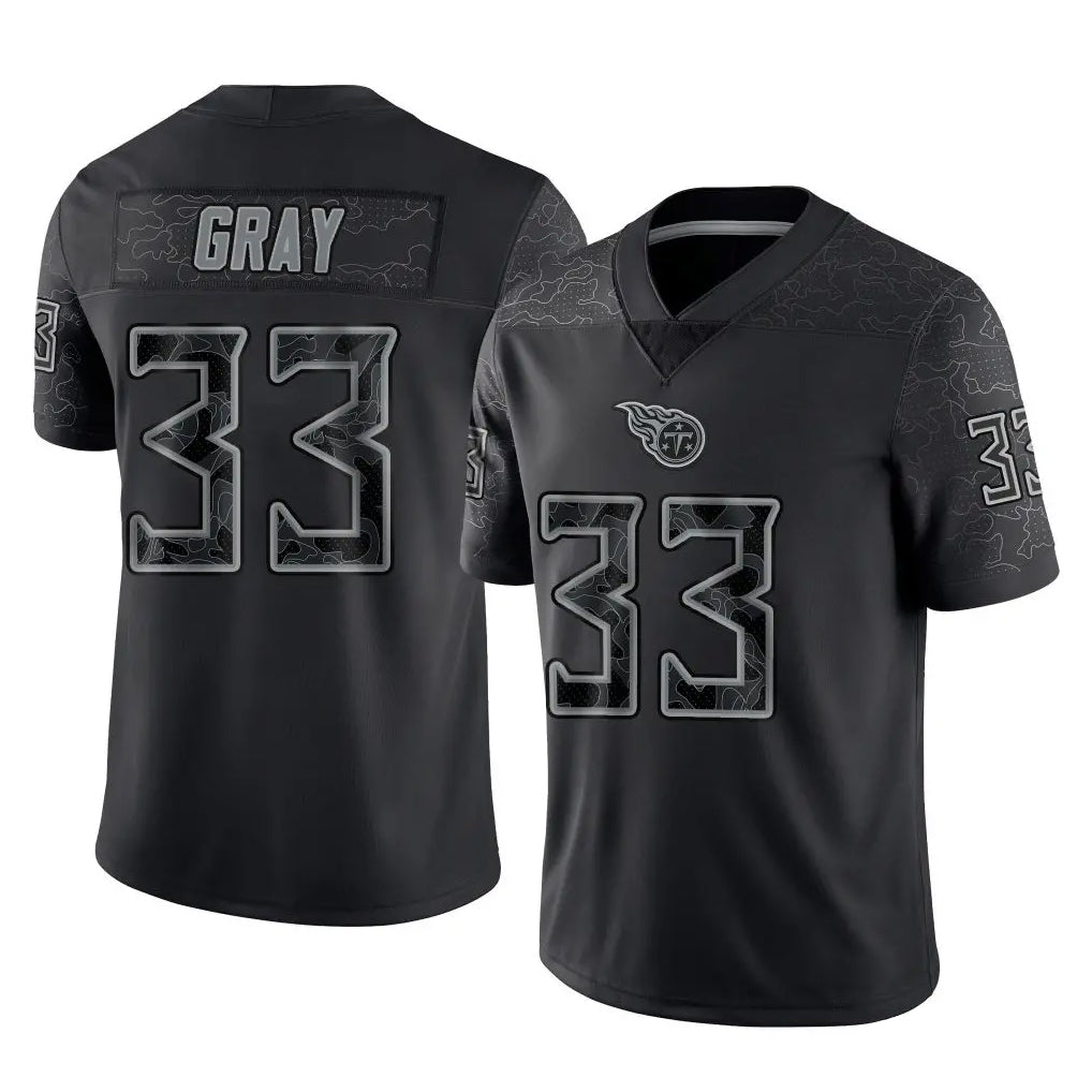 Rebec T.Titans #33 Cedric Gray Player Black Limited Reflective Home Game Stitched Jerseys