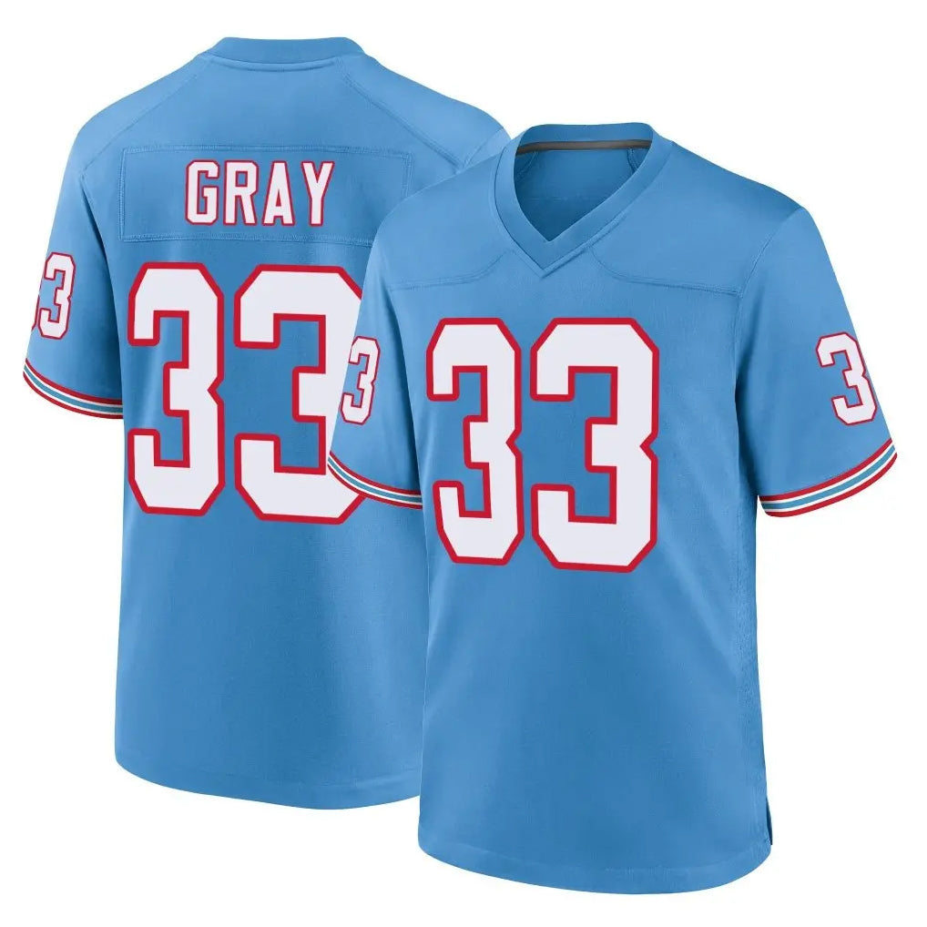 Rebec T.Titans #33 Cedric Gray Player Light Blue Oilers Throwback Home Game Stitched Jerseys