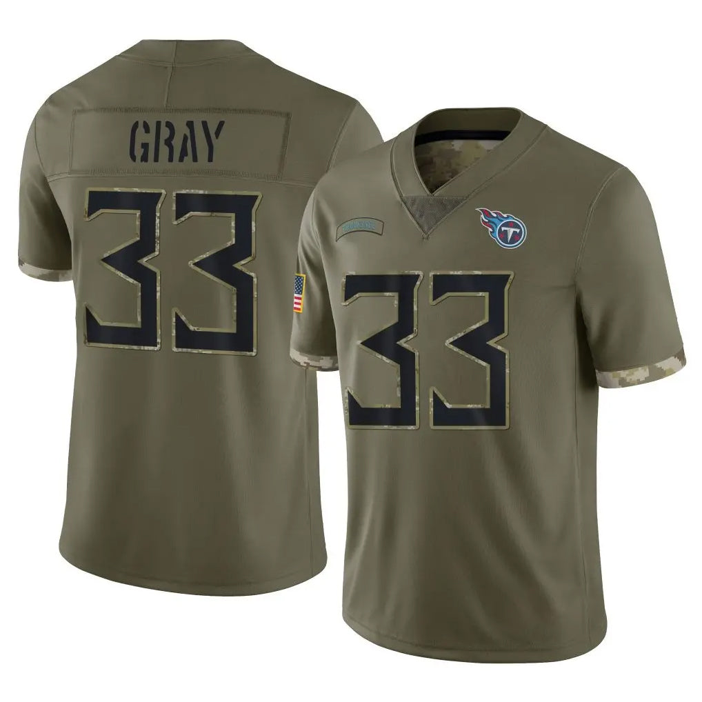 Rebec T.Titans #33 Cedric Gray Player Olive Limited Salute to Service Home Game Stitched Jerseys