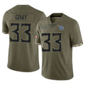 Rebec T.Titans #33 Cedric Gray Player Olive Limited Salute to Service Home Game Stitched Jerseys