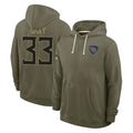 Rebec T.Titans #33 Cedric Gray Player Olive Salute to Service Hoodies Home Game Stitched Jerseys