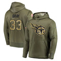 Rebec T.Titans #33 Cedric Gray Player Olive Salute to Service Pullover Hoodies Home Game Stitched Jerseys