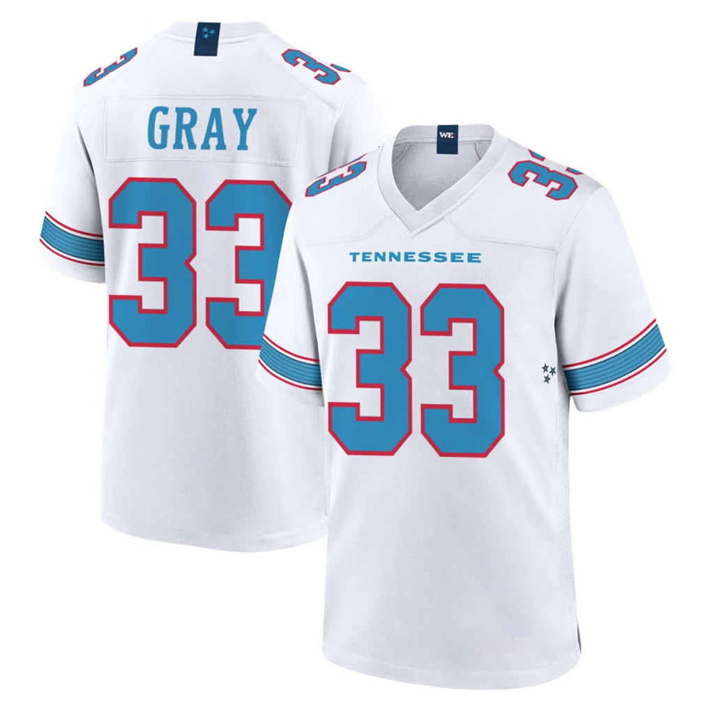 Rebec T.Titans #33 Cedric Gray Player White 2026 Game Home Stitched Jerseys