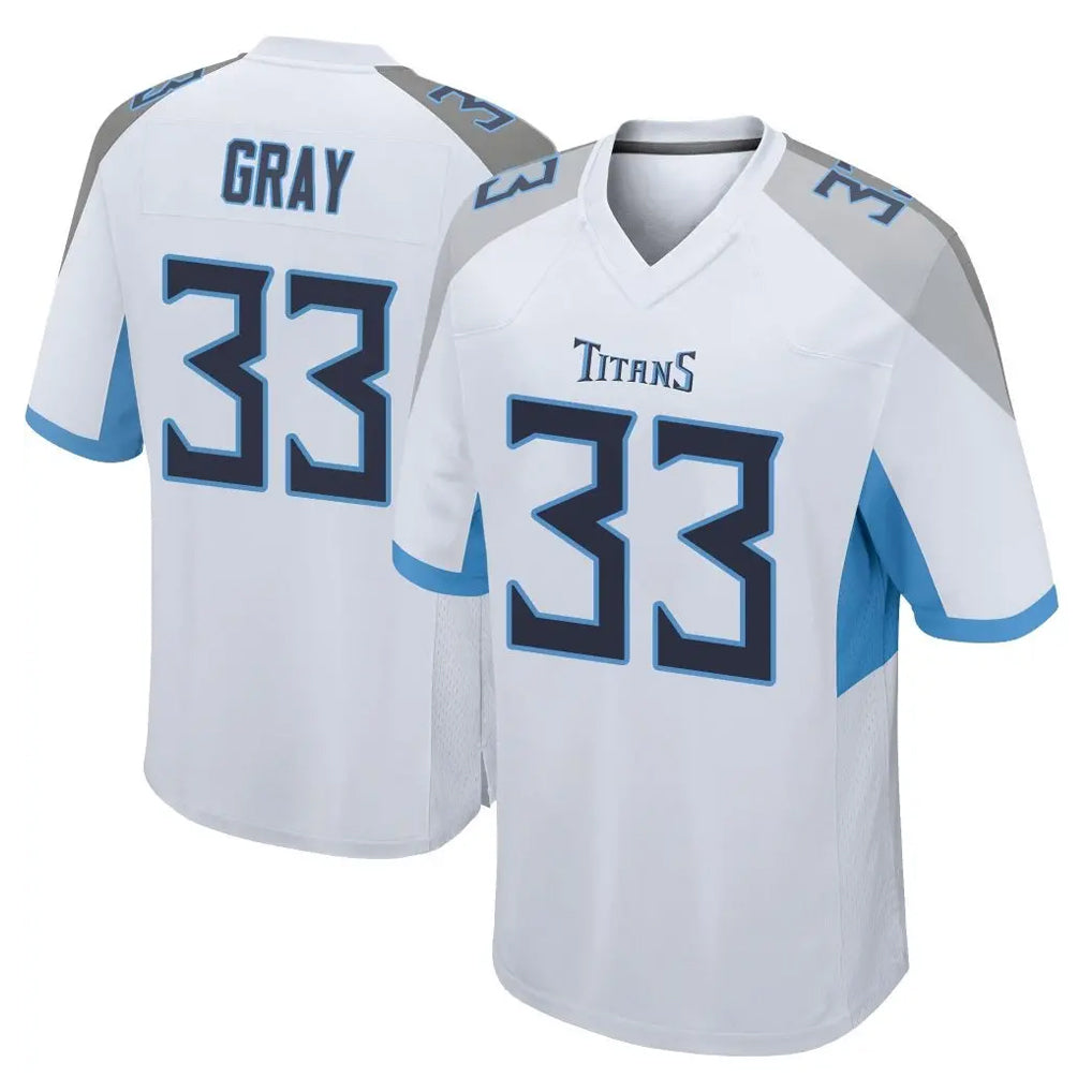 Rebec T.Titans #33 Cedric Gray Player White Home Game Stitched Jerseys