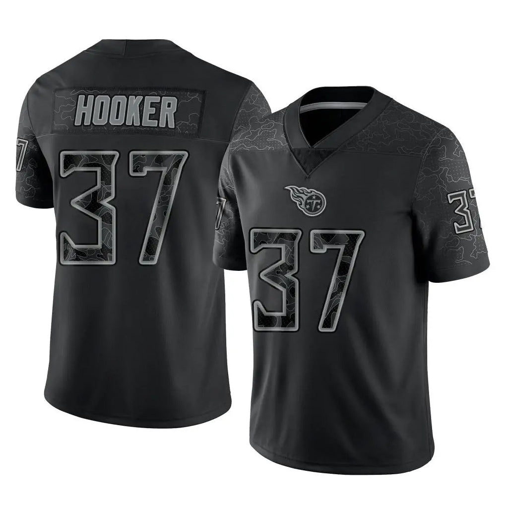 Rebec T.Titans #37 Amani Hooker Player Black Limited Reflective Home Game Stitched Jerseys