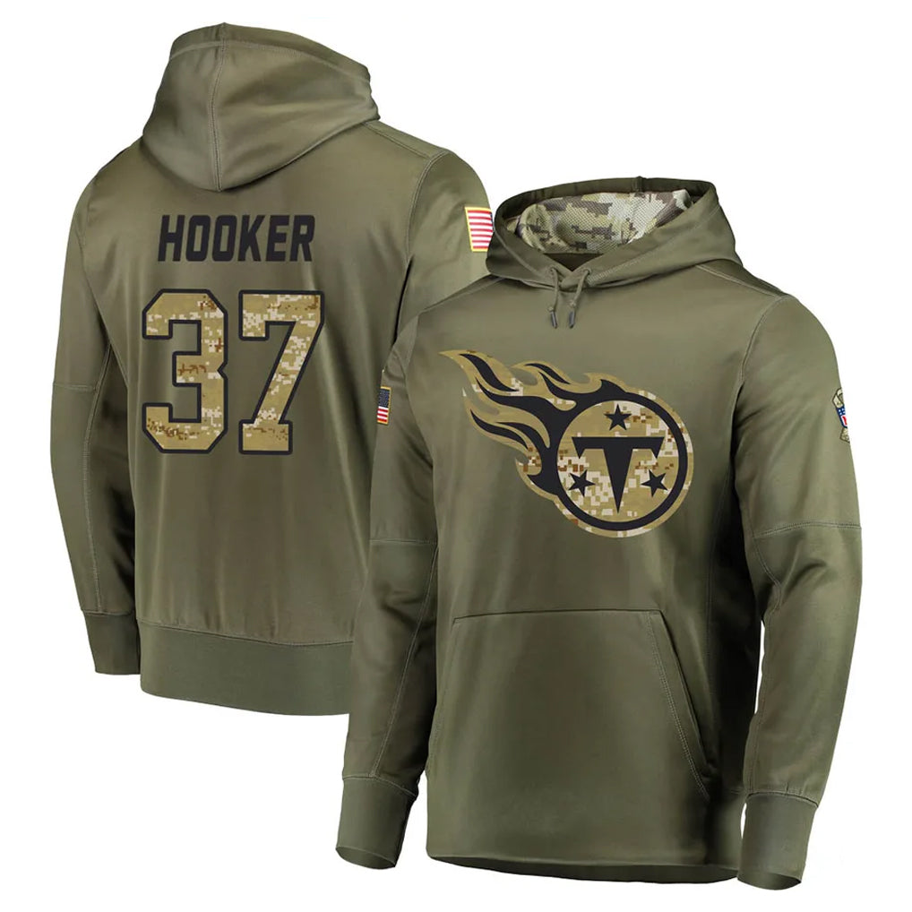 Rebec T.Titans #37 Amani Hooker Player Olive Salute to Service Pullover Hoodies Home Game Stitched Jerseys
