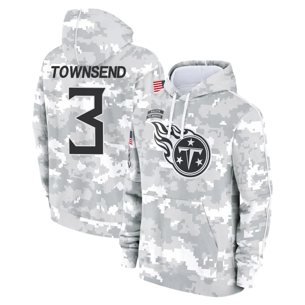 Rebec T.Titans #3 Tommy Townsend Player Camo Arctic Salute to Service Pullover Hoodies Home Game Stitched Jerseys